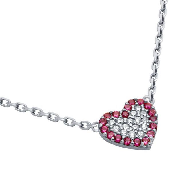 Colier elegant din argint 925 rodiat inimioara cu zirconii [1]